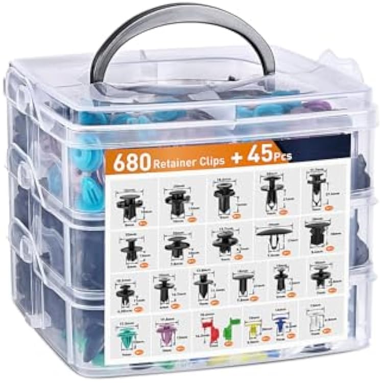 680PCS Car Retainer Clip & Plastic Fasteners Kit 23 Sizes tomotive Push Pin Rivets Set s Clip with Storage Box for Car Door Trim Panel Mudguard s