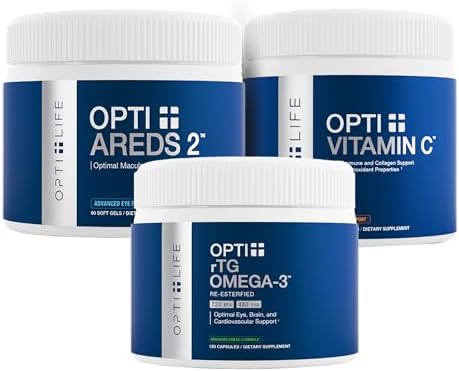 Opti + Eye & Vision Health Bundle - AREDS 2, rTG Omega-3 & Vitamin C Supplement Kit | Supports Macular Health, Eye Comfort & Antioxidant Eye Protection* | 3-Product Daily Vision Support Pack