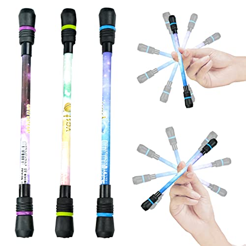 3 PCS Spinning Pen, 0.5mm Black Writable Rotating Pen, Rolling Finger Spinning Pen, Rotating Ballpoint Pen for Student Stress Relieving, Brain Training