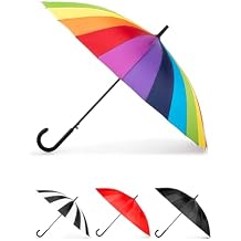 totes Large Eco Auto-Open 24 Rib Stick Umbrella with a Classic J Hook Curved Handle and water repellant