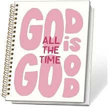 Pink Christian Spiral Notebook Journal, God is Good All The Time Bible Verse Scripture Journal for Women, Christian Gifts for Women, Religious Prayer Notebooks, 5.5x8.3 Inch