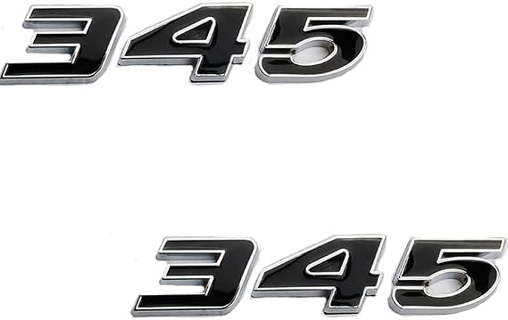 2PC 345 Emblem Car Rear Trunk Badge,Black Silver