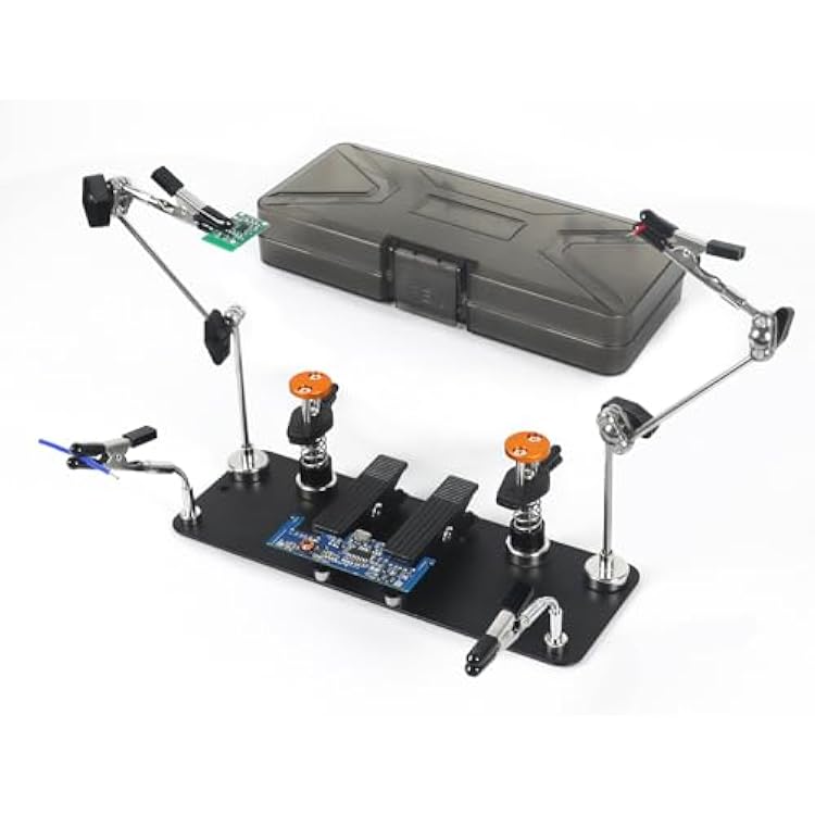 Magnetic Helping Hands Clamp Metal, Adjustable Third Hand Soldering Holder Stand For Small Electronics, Hobby DIY, Craft, PCB Repair, Precise Work, Exclusive Dual-Head Ultra-Grip Yellowblack, long