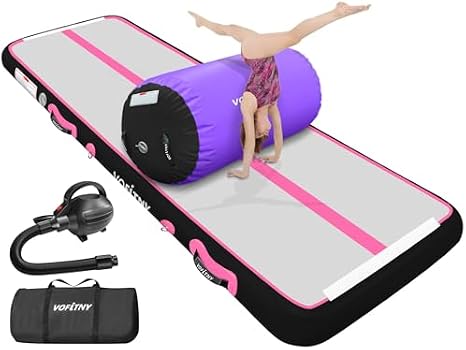 VOFiTNY Inflatable Gymnastics Air Mat Tumble Track with Air Roller for Home/Gym