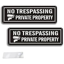 No Trespassing Signs Private Property with Strong Self-Adhesive, 2 Pack No Trespassing Sign for House Front Door or Gate, 9.8 x 3 inch Reflective Aluminum Metal Sign Sticker