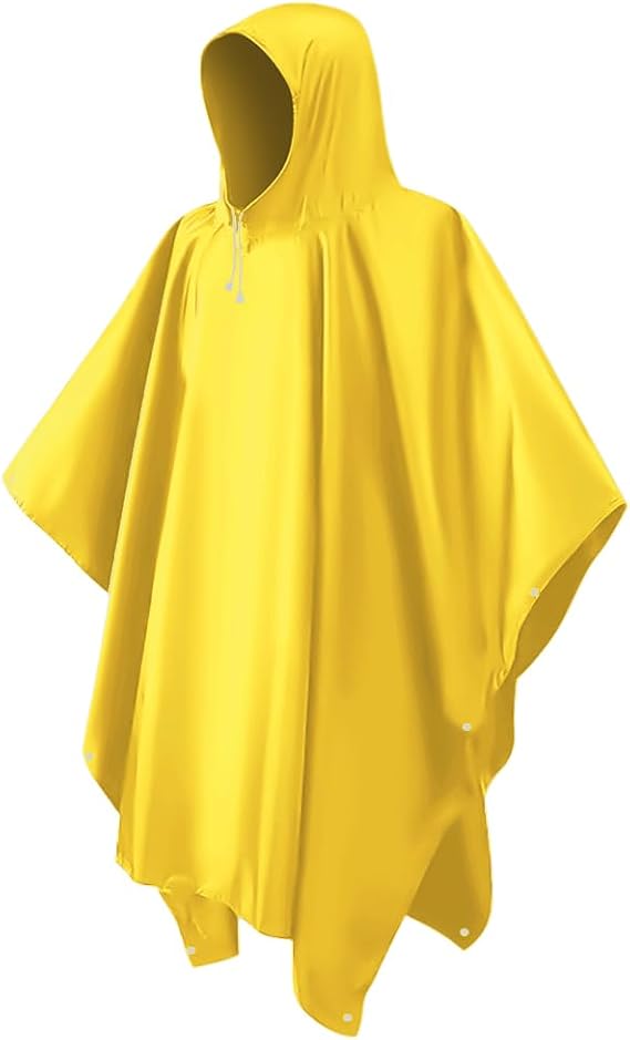 CHGANG Waterproof Poncho Adult, EVA Reusable Rain Poncho Lightweight Waterproof Raincoat Emergency with Hood for Outdoor Hiking Camping Cycling Traveling