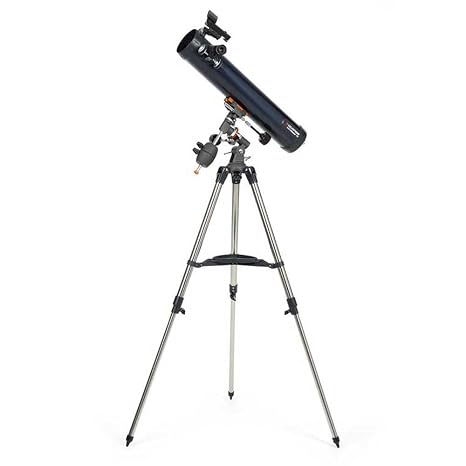 Celestron 31035 AstroMaster 76EQ Newtonian Reflector Telescope - Includes Two Eyepieces, Height-Adjustable Tripod and Deluxe Accessory Tray, Dark Blue