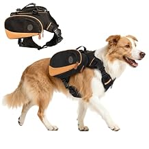 Dog Backpack for Medium & Large Dogs, Detachable Side Bags, Quick-Poop Bag Dispenser | No-Pull Adjustable Harness for Large-Chested Breeds | Non-Slip Handle for Hiking, Walking, Outdoor Adventures(S)