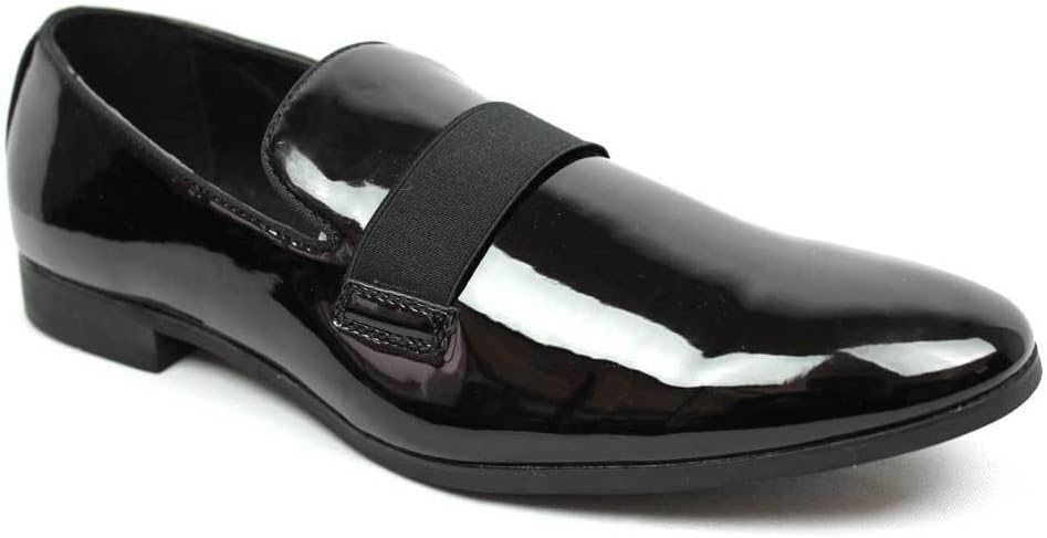 New Men's Black Patent Leather Tuxedo Slip on Dress Shoes By Azar