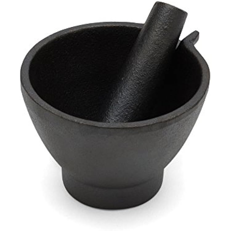 Fox Run Mortar and Pestle, Cast Iron, Black
