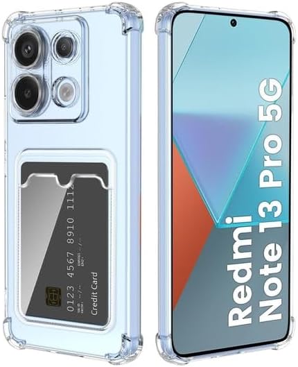Xiaomi Redmi Note 13 Pro 5G İle Uyumlu Yüksek Kalite Özel Kartlıklı Şeffaf Telefon Kılıfı – Arka Cepli Cüzdanlı Silikon Koruyucu Kapak, Darbe Emici Esnek TPU, Günlük Kullanıma Uygun SZR03
