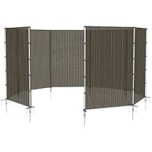 TANG Outdoor Privacy Fencing with Poles Ground Spikes Dog Garden Privacy Fence Backyard Patio Yard Barrier Boarder Divider Hollow Brown 6'x99'