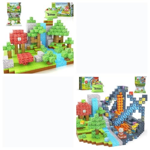 Toylogy 254PCS Magnetic Blocks-Build Mine Magnet World, Forest Mine Magnetic Toys Sensory STEM Construction Building Toys Kids Games for Toddlers Gifts