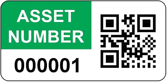250 Personalised QR Code Asset Tag Labels Custom Sticker - with Optional Website Linked QR Code - Green 38mm x 20mm Permanent Vinyl Labels - Simple to Customize