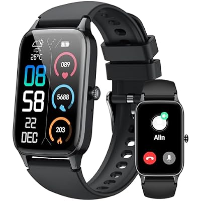 Smart Watch for Men Women, 1.57 Smartwatch AnswerMake Call , Fitness Tracker with 110 Sport Modes, Heart RateSleep Monitor, IP68 Waterproof, Bluetooth Calls, Smartwatches for Android iOS Black