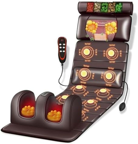 Massage Mat with Heat - Full Body Massage with 10 Vibrating Nodes & Adjustable Pillows for Relaxation and Pain Relief