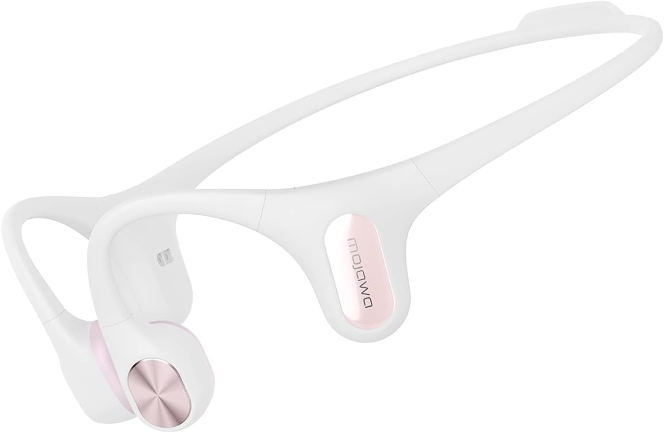 Run Air Bone Conduction Headphones, Open Ear Wireless Bluetooth Headphones, Sports Headset with Deep Bass, Secure Fit, IP67 Waterproof, 26g, 8H Playtime for Running, Cycling and Workouts, White