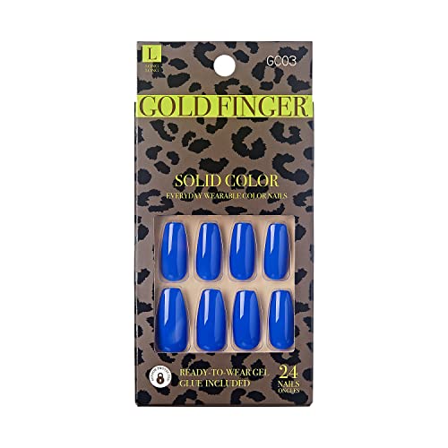 Gold Finger Full Cover Nails Gel Glam Ready to Wear Gel Manicure Long Nails
