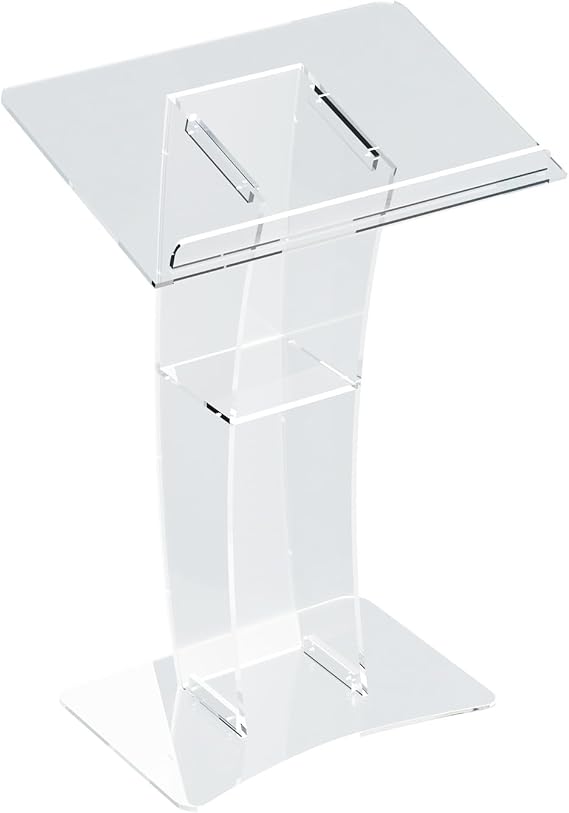 Acrylic Podium Stand, Sleek Transparent Professional Presentation Lectern with 23 inch Reading Surface Platform,Acrylic Clear Pulpits for Office,Classroom, Restaurant, and More,as Acrylic Lectern