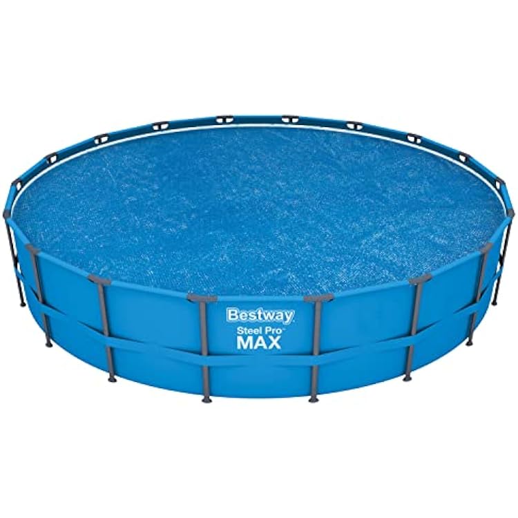 Bestway Flowclear 18 Foot Round Solar Heat Secure Pool Cover for Above Ground Swimming Pools with Storage Bag, Blue Cover Only