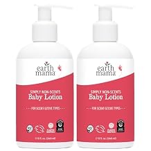 Earth Mama Simply Non-Scents Baby Lotion for Dry Skin, Calendula Cream for Newborn Skin Care, Children's Moisturizer with Aloe Juice, Rooibos, Shea Butter, Fragrance Free, 8-Fl oz (2-Pk)