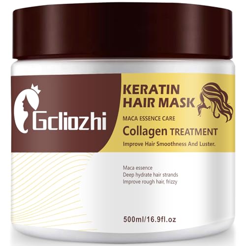 Collagen Hair treatment for Damaged Hair - 500ml Hair Collagen Mask Keratin Hair Mask Protein & Coconut Oil Deep Repair Conditioning Argan Oil Treatment for Curly or Straight Thin Fine Hair 500ml