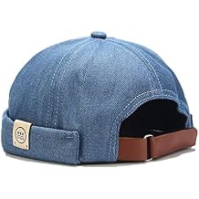 Docker Cap Men Brimless Hats Beanie Rolled Cuff Retro Sailor Hat with Adjustable