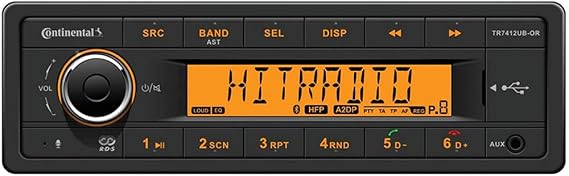 VDO Continental TR7412UB-OR European Style 12v Radio Orange Display Bluetooth Bundle with AC111