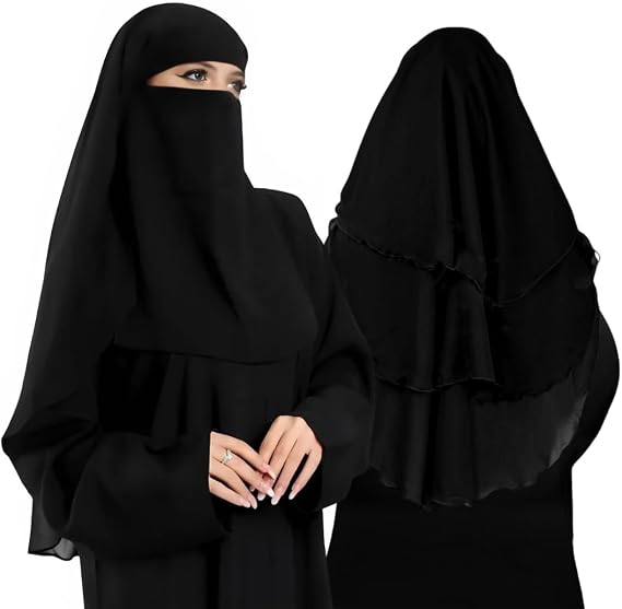 3-Layer Niqab | Breathable Lightweight Fabric | Full Coverage | Adjustable Fit | Elegant Modest Design | Perfect for Womens Daily Wear, Prayer, Travel, Special Occasions, All-Season Use