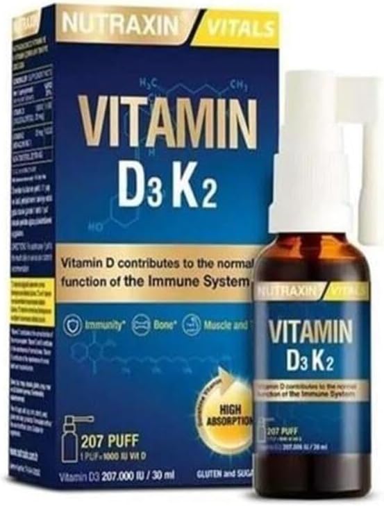 Nutraxin Vitamin D3 K2 Sprey, 30 ml, 207 Puff
