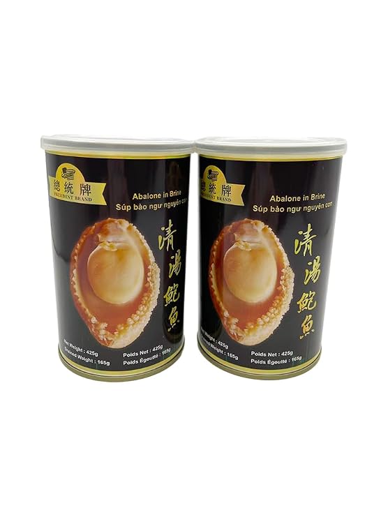 President Brand Braise Abalone - Abalone in Brine - Wild Abalone Canned - Instant Braised Abalone Pack of 1 (12-12 Head - Net Weight: 425Gram, Drained Weight: 165Gram)
