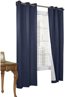 Thermalogic Weathermate Insulated Grommets Cotton Curtain Panels, 80 x 54 navy