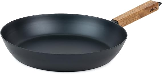 Alva Forest 8-Inch Pre-Seasoned Carbon Steel Frying Pan, Wood Handle
