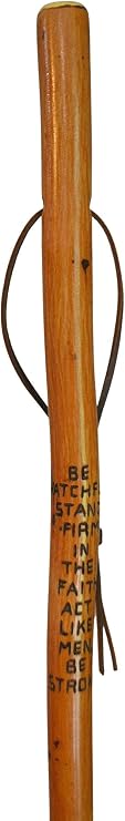 Hardwood Walking Stick, Bible Verse Carving, Christian Staff for Men. Act Like Men