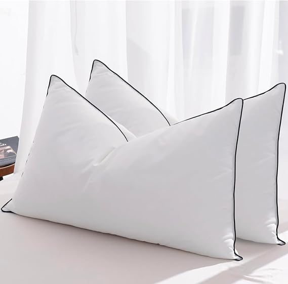King Size Goose Feather Down Pillows Set of 2, Luxury Collection Bed Pillow 2 Pack, Premium Fillings & Feathers Pillow Fluffy Plush for Side Sleepers, Medium Firm, 20x36 in. BD12747