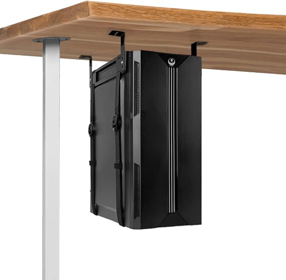 Under Desk PC Mount, Black, Fixed