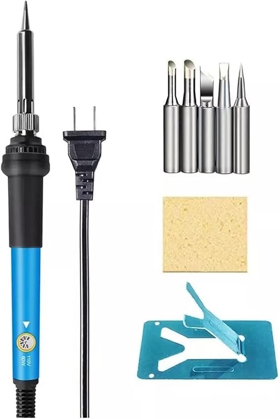 Soldering Iron Kit 60W Temperature Adjustable Rapid Heating Electric Soldering Iron with 5 Tips
