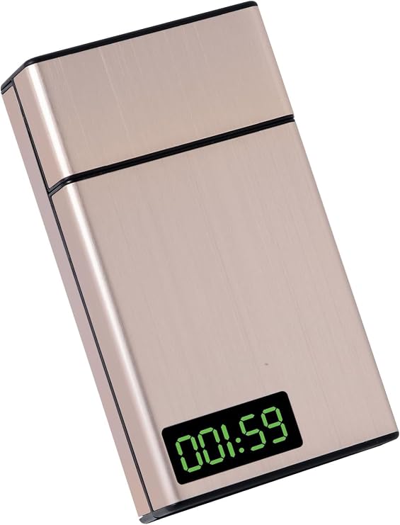 Timed Lock Box – Time Locking Small Container with 999 Hours LCD Display – Portable Locking Box with Timer Lock for Storage – Break Bad Habits – Credit card, Cash, Key,Medication(Golden)