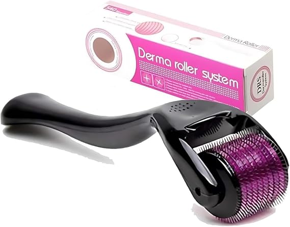 Derma Roller 1.5mm for Hair Growth| Anti Ageing Men Beard Roller| Derma Roller for Men & Women| Microneedling Roller 540 Titanium for Home Use, Acne Marks, Cellulite Treatmment.
