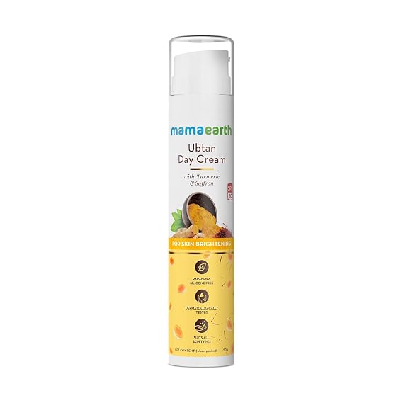 Mamaearth Ubtan Day Cream with SPF 30 | Infused with Turmeric & Saffron | Helps Reduce Tanning, Signs of Aging & Restores Natural Glow | 1.76 Oz (50g)