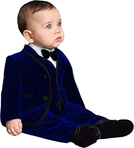 3 Piece Velvet Suits Toddler Fashion Little Boy Tuxedo Set for Holiday Party ST-HTZ020