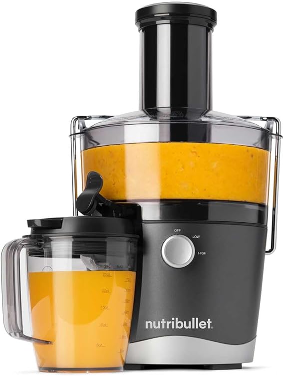 Nutribullet Centrifugal Juicer 800W - With 2 Speed Settings - Easily Juice Fruits & Vegetables - Features Wide Feed Chute, Pulp Basin & No Drip Spout - Dishwasher Safe for Easy Clean - Graphite Grey