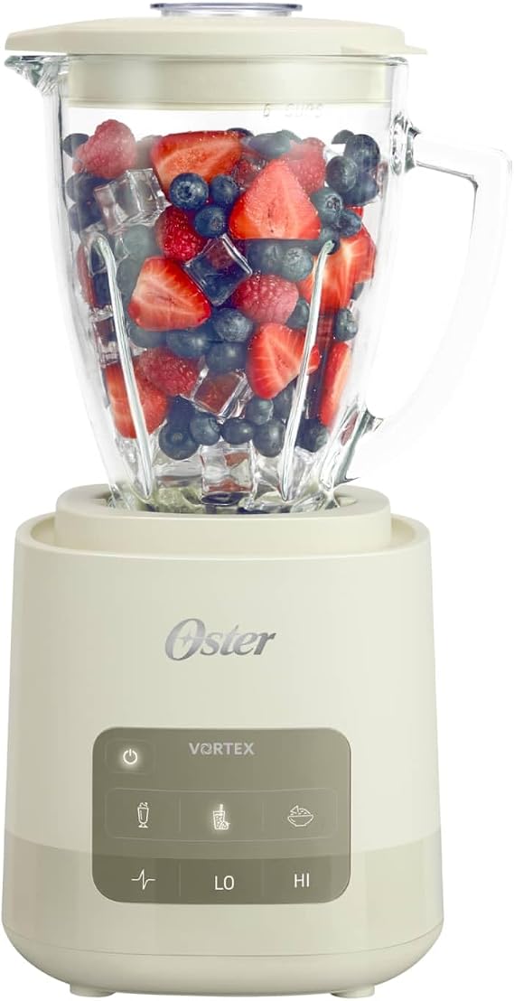 Oster 800-Watt Vortex Blender, Oatmilk, Shatter-Resistant Glass Jar Blender with iBlend Automatic Programs, Reversible Technology, Stainless Steel Blade