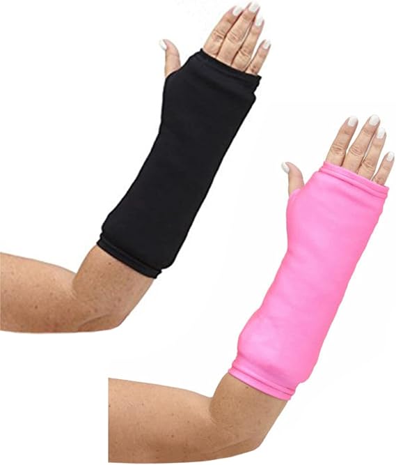 CastCoverz! Designer Arm Cast Cover Bundle - Includes 1 Black Cast Cover and 1 Neon Pink Cast Cover - Small Short: 7" Length X 7" Circumference - Washable - Made in USA - 2-Pack 
