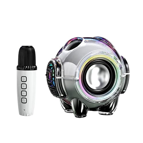 Mini Karaoke Speakers with 2 Microphones, Space Panda Bluetooth Speakers with RGB Lights, Support TF Card