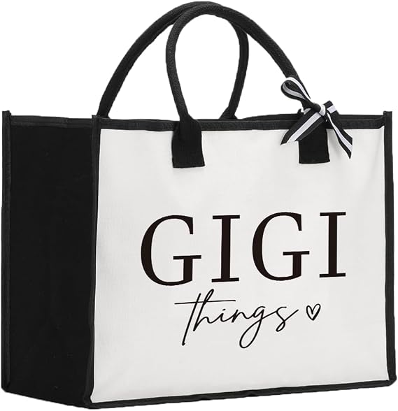 Gigi Gift - Reusable Canvas Tote Bags for Women, Grandma Grandmother Christmas Mother's Day Birthday Gifts