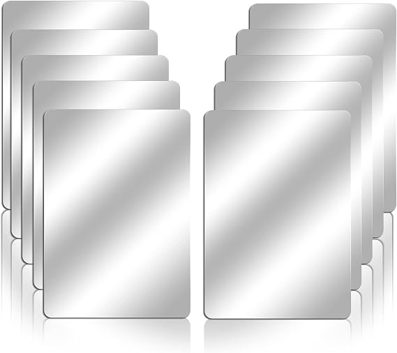 BENBO 10PCS Plastic Mirrors, School Shatter Proof Plastic Mirrors Square Mirror Tiles with Round Corners Acrylic Safety Mirror Sheets Non Glass Safety Mirrors for Classroom Home, 4 x 6 in