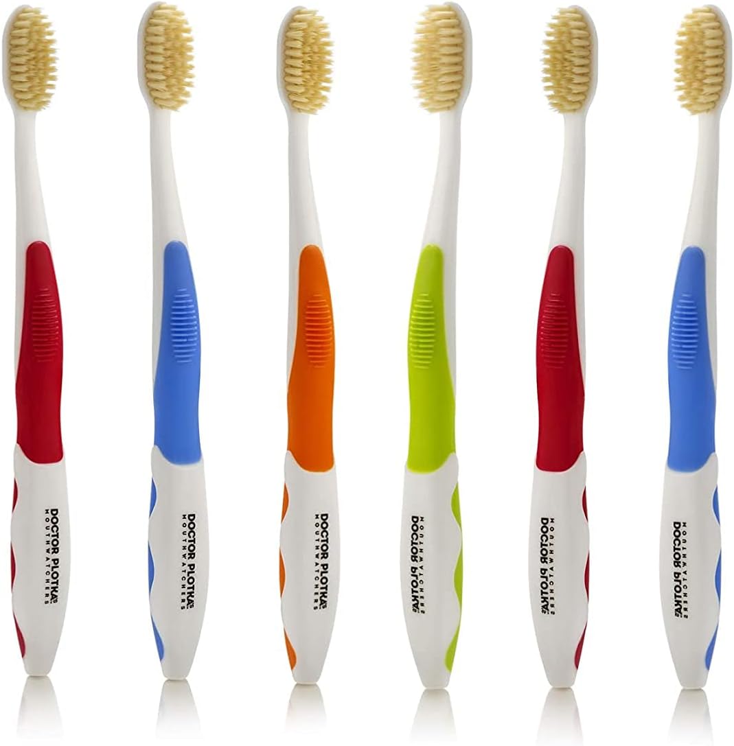 MOUTHWATCHERS Dr Plotkas Extra Soft Flossing Toothbrush Manual Soft Toothbrush for Adults, Ultra Clean Toothbrush, Good for Sensitive Teeth and Gums, 6 Pack