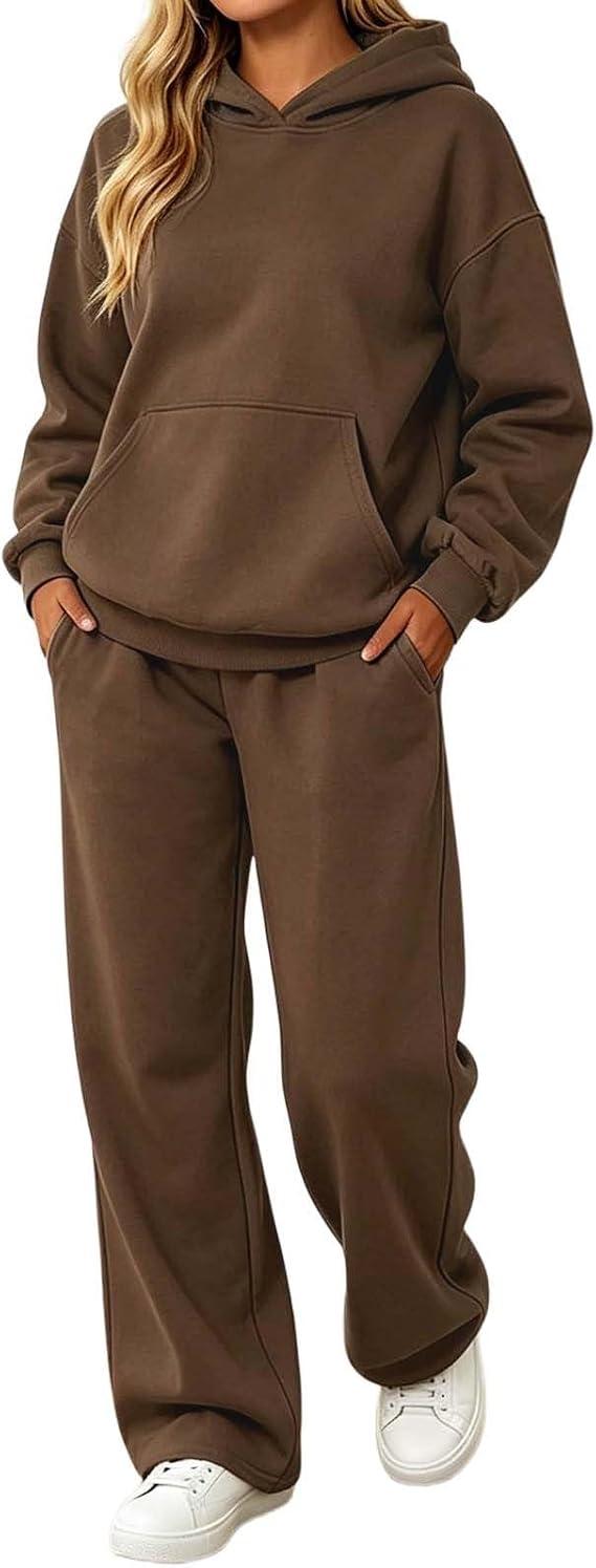 Tracksuit Womens Full Set Autumn Winter Lounge Wear Sets for Women Activewear Two Piece Outfits Long Sleeve Hoodie Casual Pullover Tops and Jogging Bottoms with Pockets