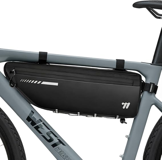 Top Tube Bike Bag - 2.6L Bike Frame Bag with Water Resistant Zipper, Large Capacity Bicycle Bag, Durable Cycling Bag for Mountain Road Bikes, Anti Scratch Bike Top Tube Bag with Side Pockets
